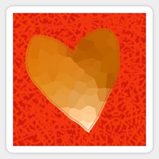 Gold Heart on Red Sticker